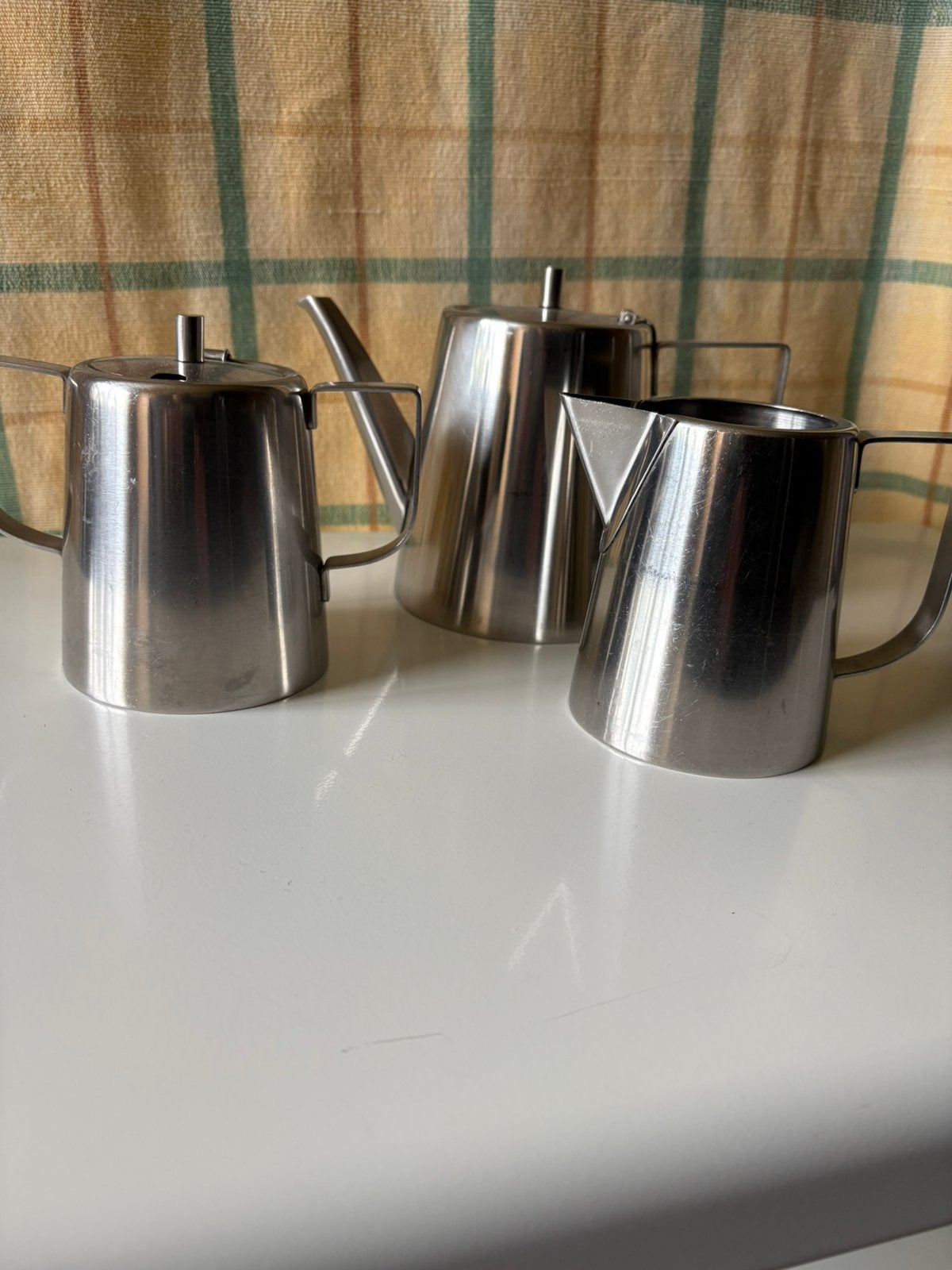 Vintage Koffiepot met roomstel Sola, Ophalen of Verzenden, Zo goed als nieuw, Rvs, Pot, Bus of Blik