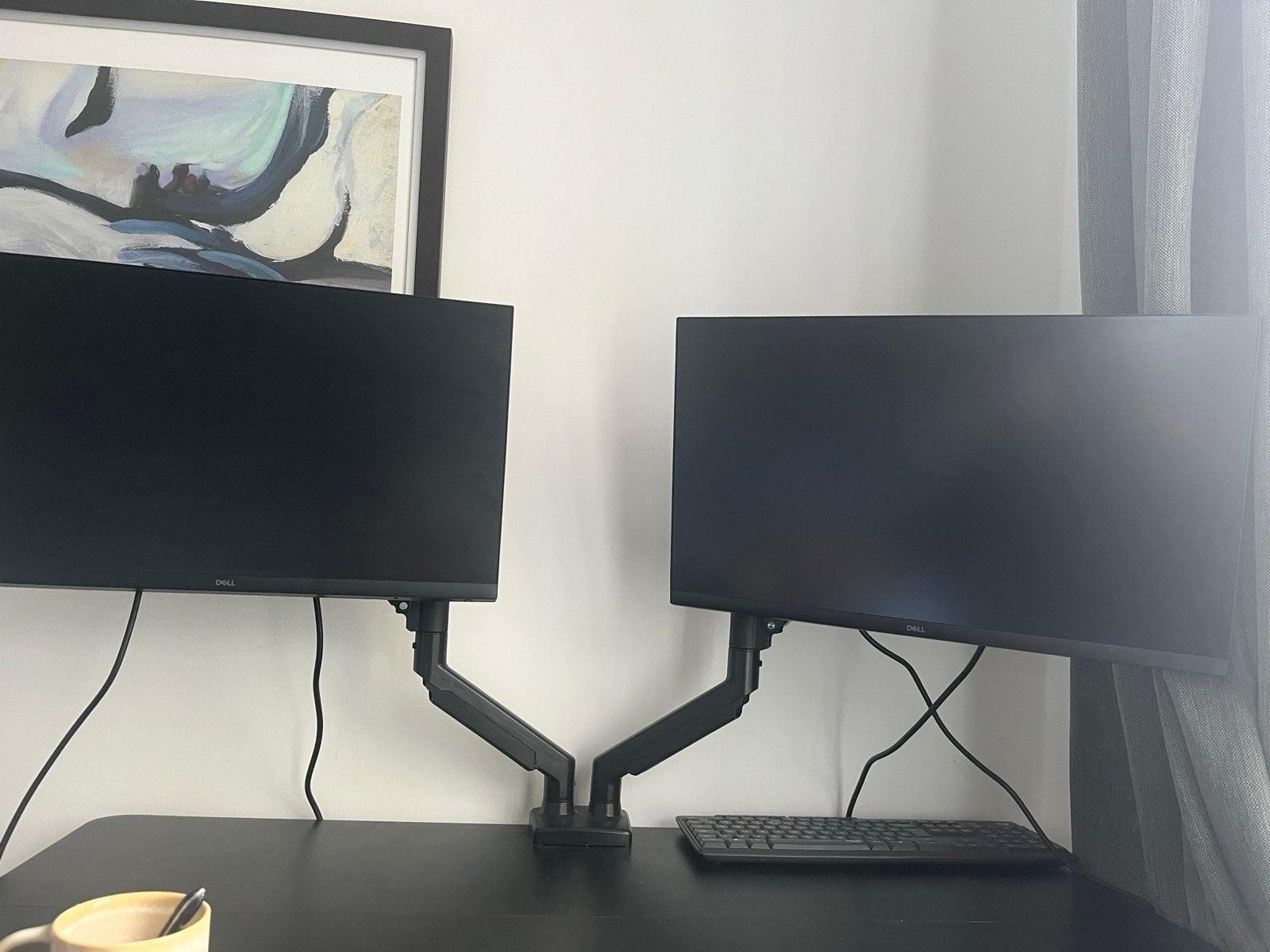 Dell Monitor (2 stuks) met dubbele monitorarm, Ophalen of Verzenden, Zo goed als nieuw, Full HD, In hoogte verstelbaar