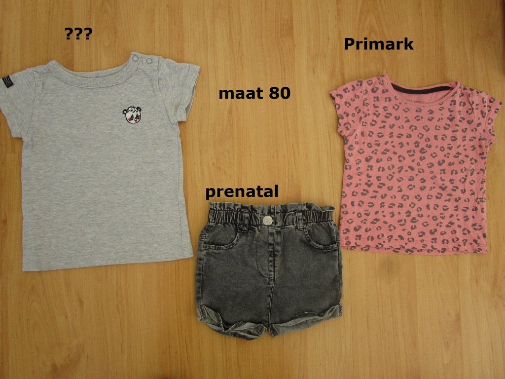 Zomer setje maat 80 - 1x korte broek + 2x shirt, Kinderen en Baby's, Babykleding | Maat 80, Prenatal - Primark, Meisje, Ophalen of Verzenden