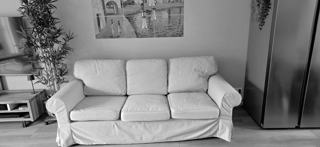 3-ZITS BANK EKTORP BEIGE € 150,-, Ophalen, Gebruikt, Driepersoons, 75 tot 100 cm