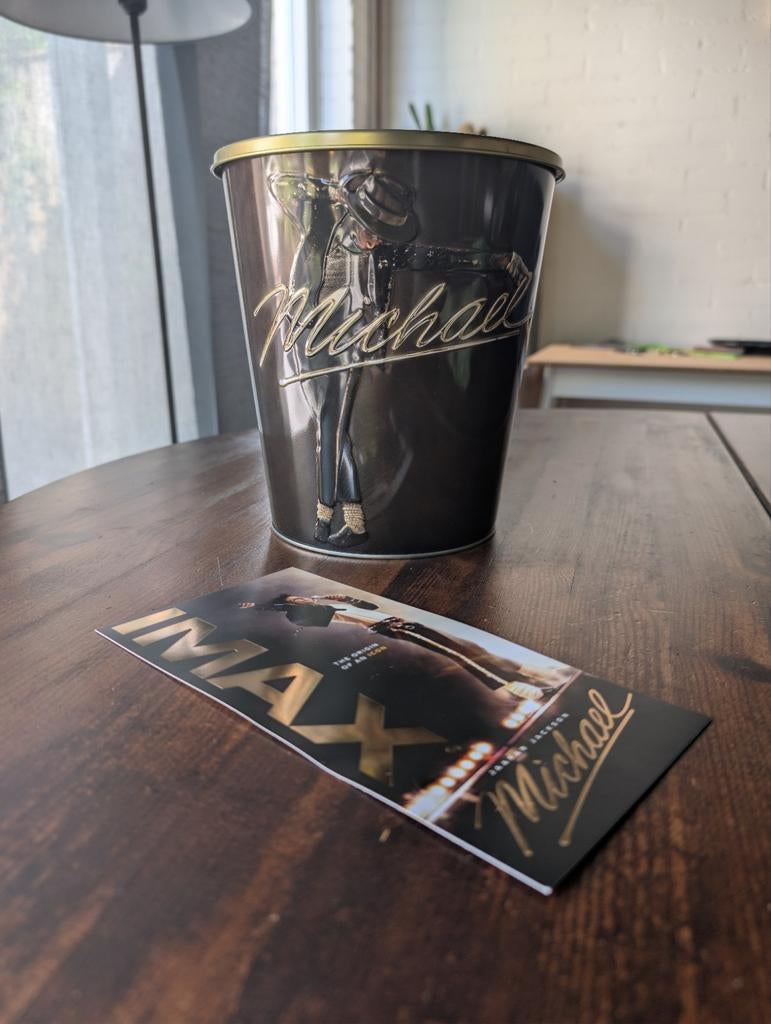 Michael popcorn bucket + officiële IMAX memento (ongebruikt), Ophalen of Verzenden, Zo goed als nieuw