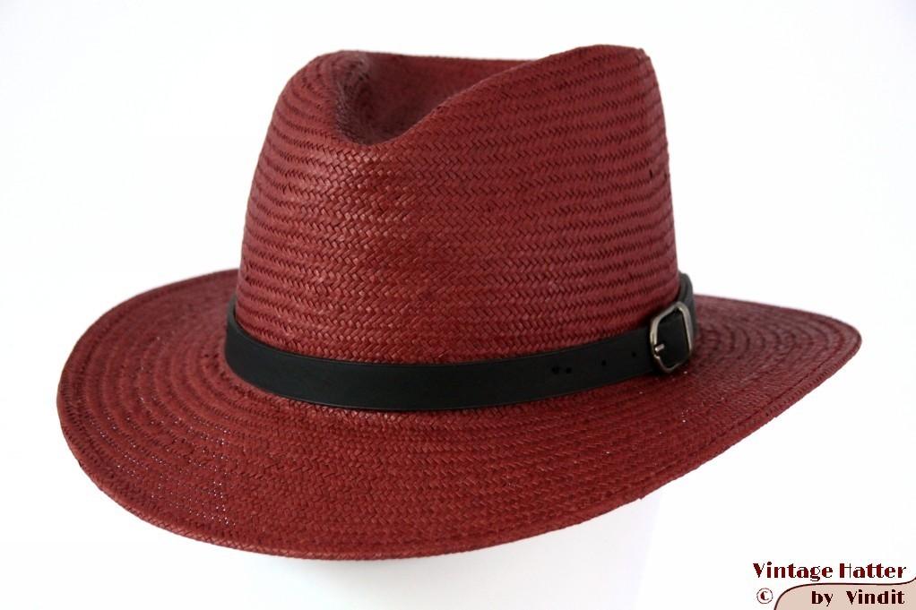 Gleufhoed Brixton Leighton burgundy roodbruin stro 56 Nieuw, Brixton Leighton, Hoed, Nieuw, Ophalen of Verzenden