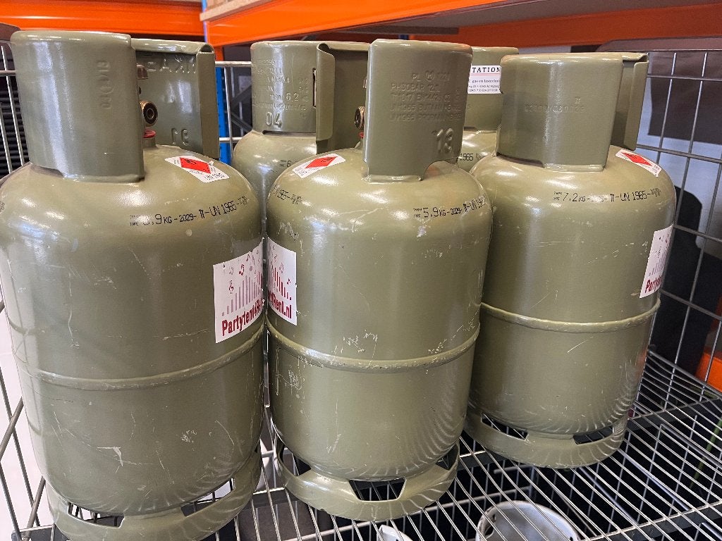 2x Volle gasfles van 5 kilo, Ophalen, Zo goed als nieuw