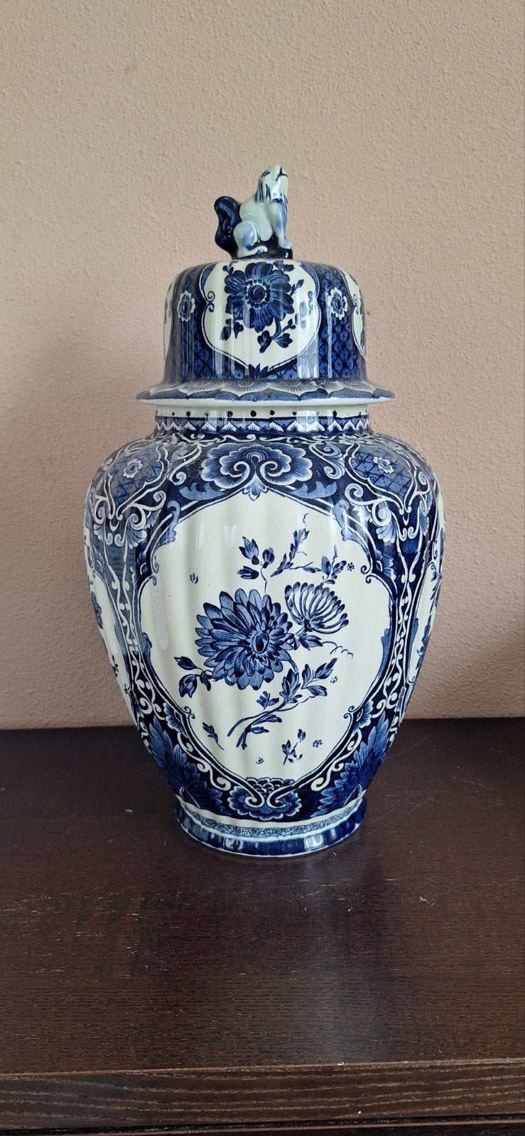 Grote Delfts Blauwe Vaas met Deksel - Royal Sphinx Boch, Ophalen