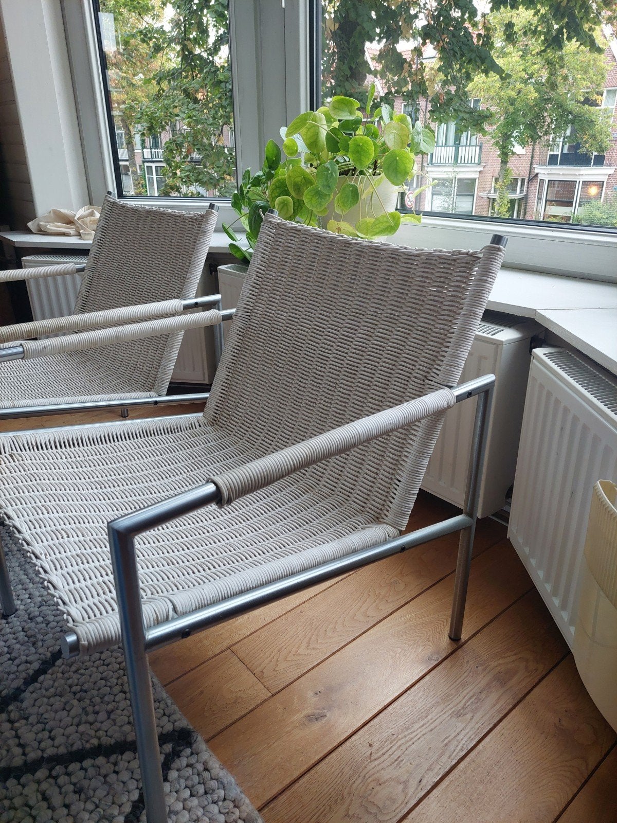 twee martin visser lounge stoelen, Ophalen, Gebruikt, Twee, Wit