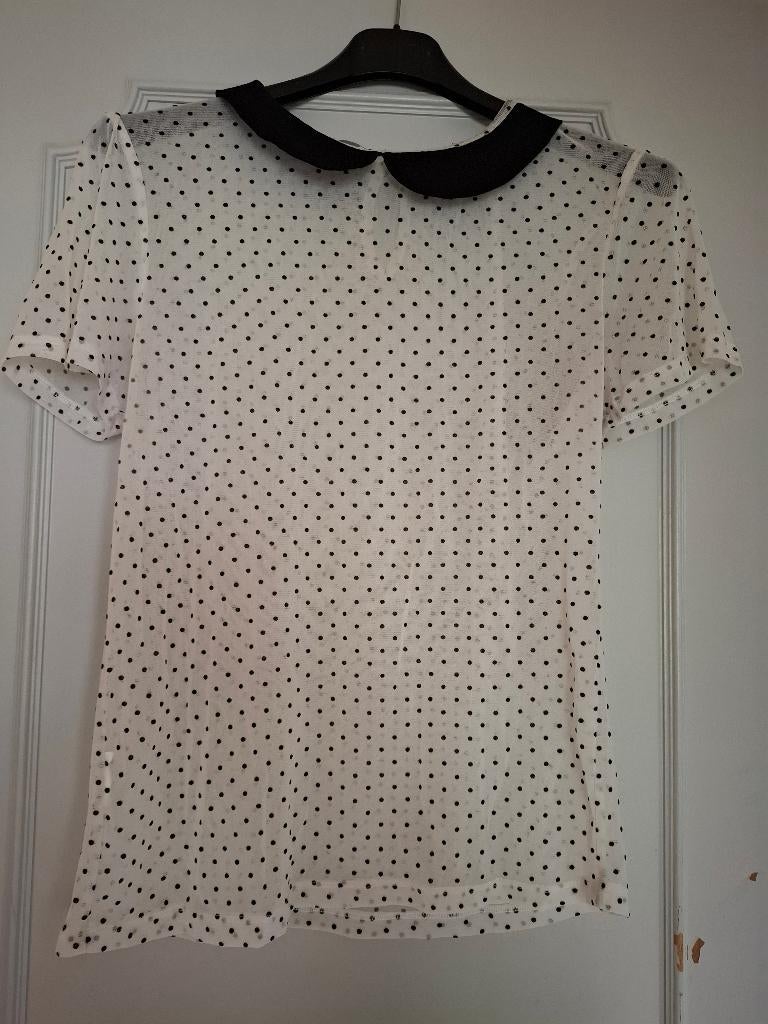 Nieuwe blouse met stipjes, Kleding | Dames, Blouses en Tunieken, Nieuw, Maat 36 (S), Wit, Ophalen of Verzenden