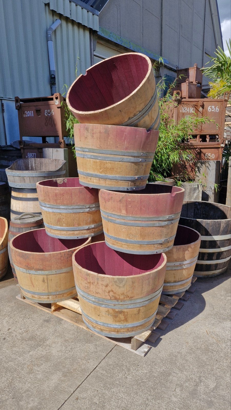 Pallet verkoop! Opruiming wijnvaten voor olijf- of palmboom, Ophalen of Verzenden