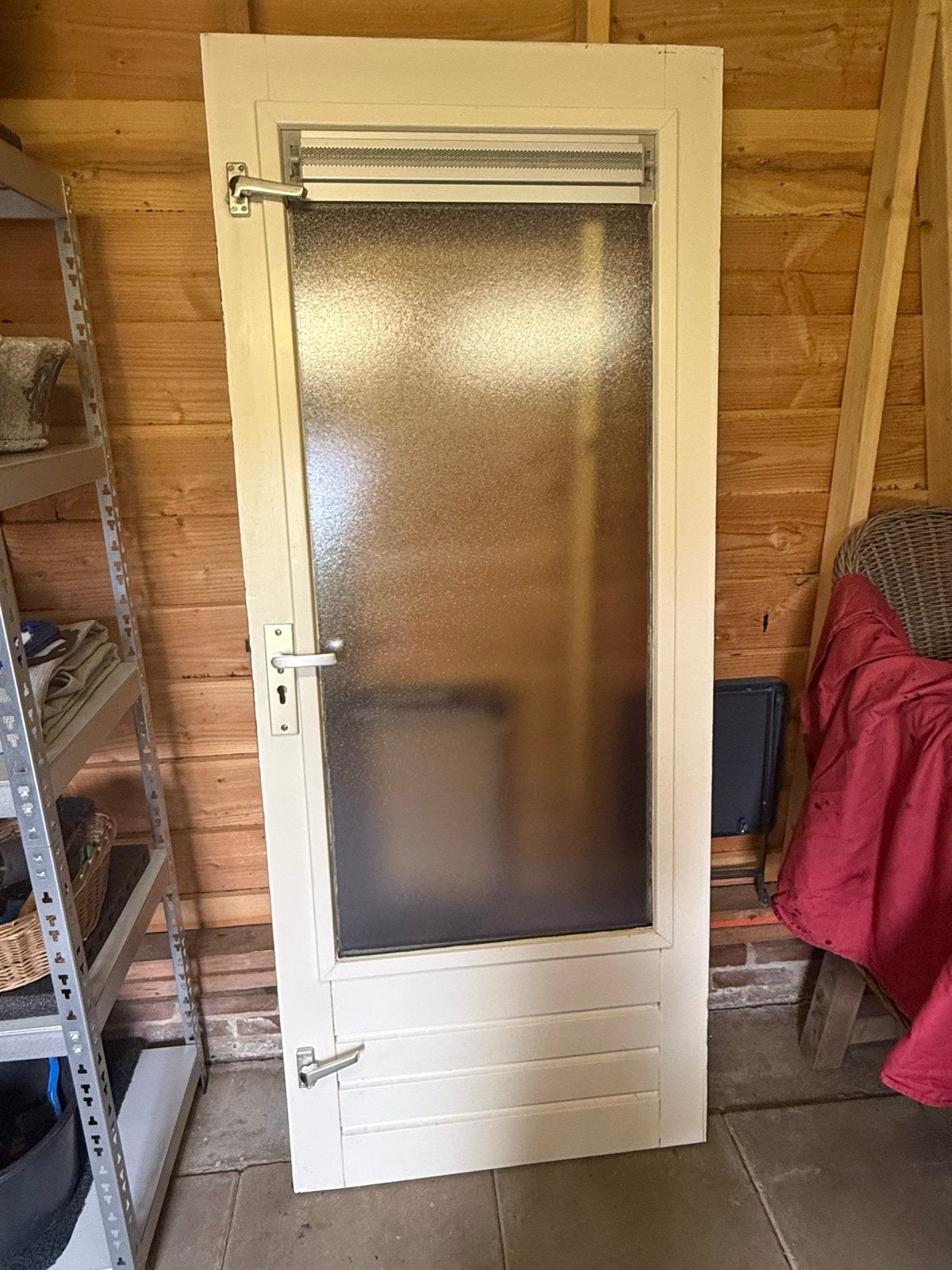 Antracietgrijze Buitendeur met Glas - 82,5x201 cm, Ophalen, Gebruikt, 80 tot 100 cm, Buitendeur
