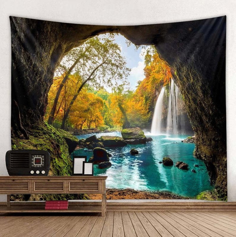 Grot Wandkleed / 3D Wand Kleed Water Vallei Bos Natuur Muur, Verzenden, Nieuw, Wandkleed