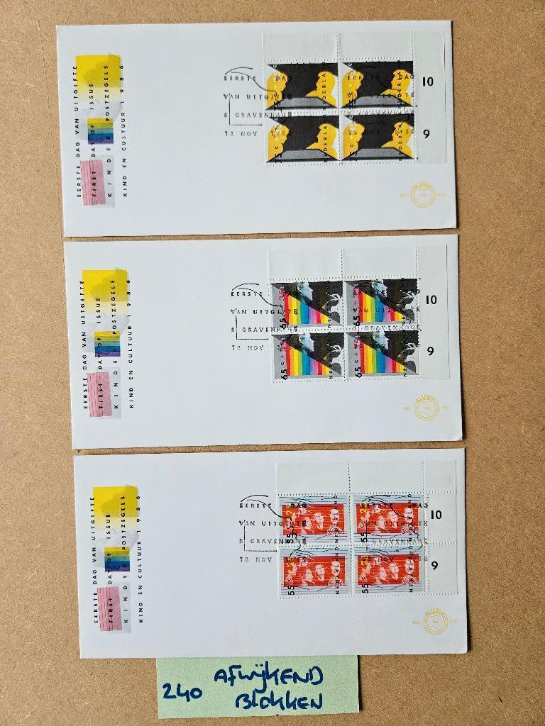 FDC E240 1986 - BLOKKEN - EERSTE DAG ENVELOPPEN, Ophalen of Verzenden, Onbeschreven, Nederland