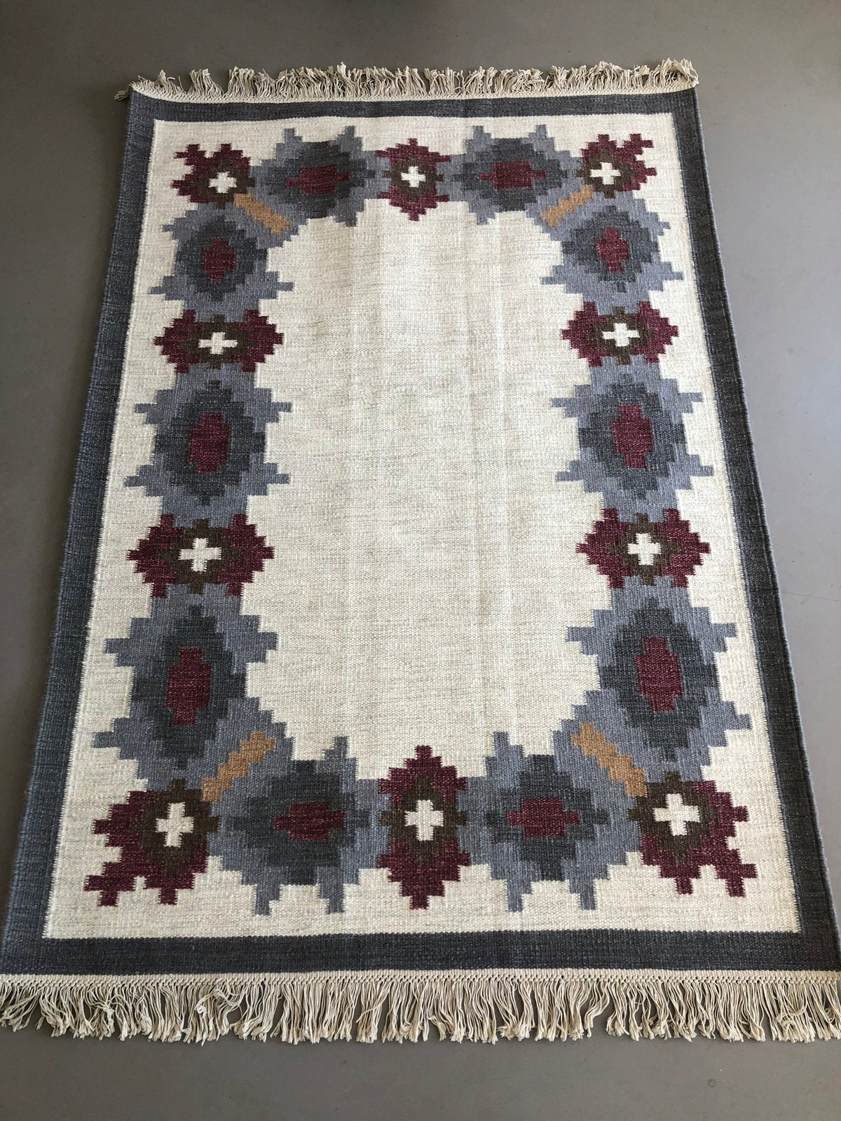 Handgeweven NIEUW wollen vloerkleed 200x140cm Rollakan, Crème, 100 tot 150 cm, Geen, Geen