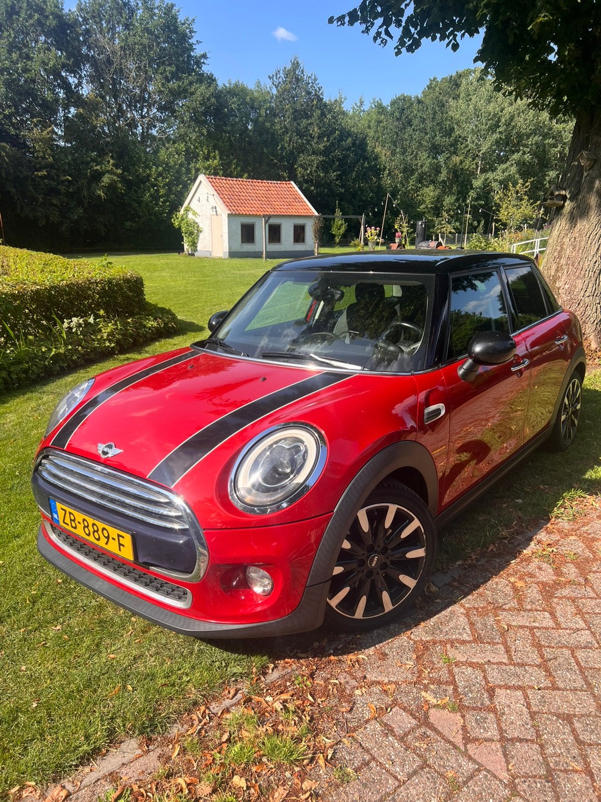 Mini 1.5 Cooper (5D) 2014 Rood *uniek*, Auto's, 136 pk, Leder en Stof, 49 €/maand, Handgeschakeld