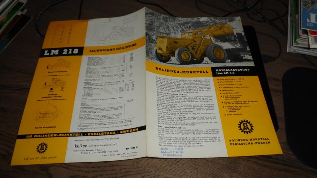 ZELDZAME Folder  SHOVEL  Bolinder-Munktel Type LM 218 , 1962, Verzenden, Nieuw, Overige merken