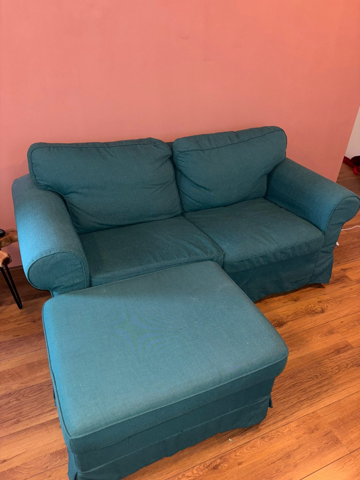IKEA EKTORP bank + voetenbank, Huis en Inrichting, Ophalen, Gebruikt, Tweepersoons, 75 tot 100 cm