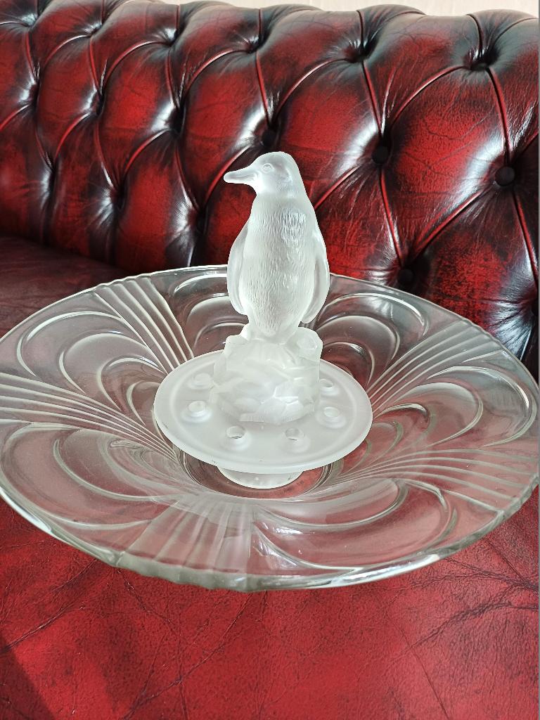 Libochovice tafelstuk pinguin met schaal. Art deco glas.ping, Ophalen