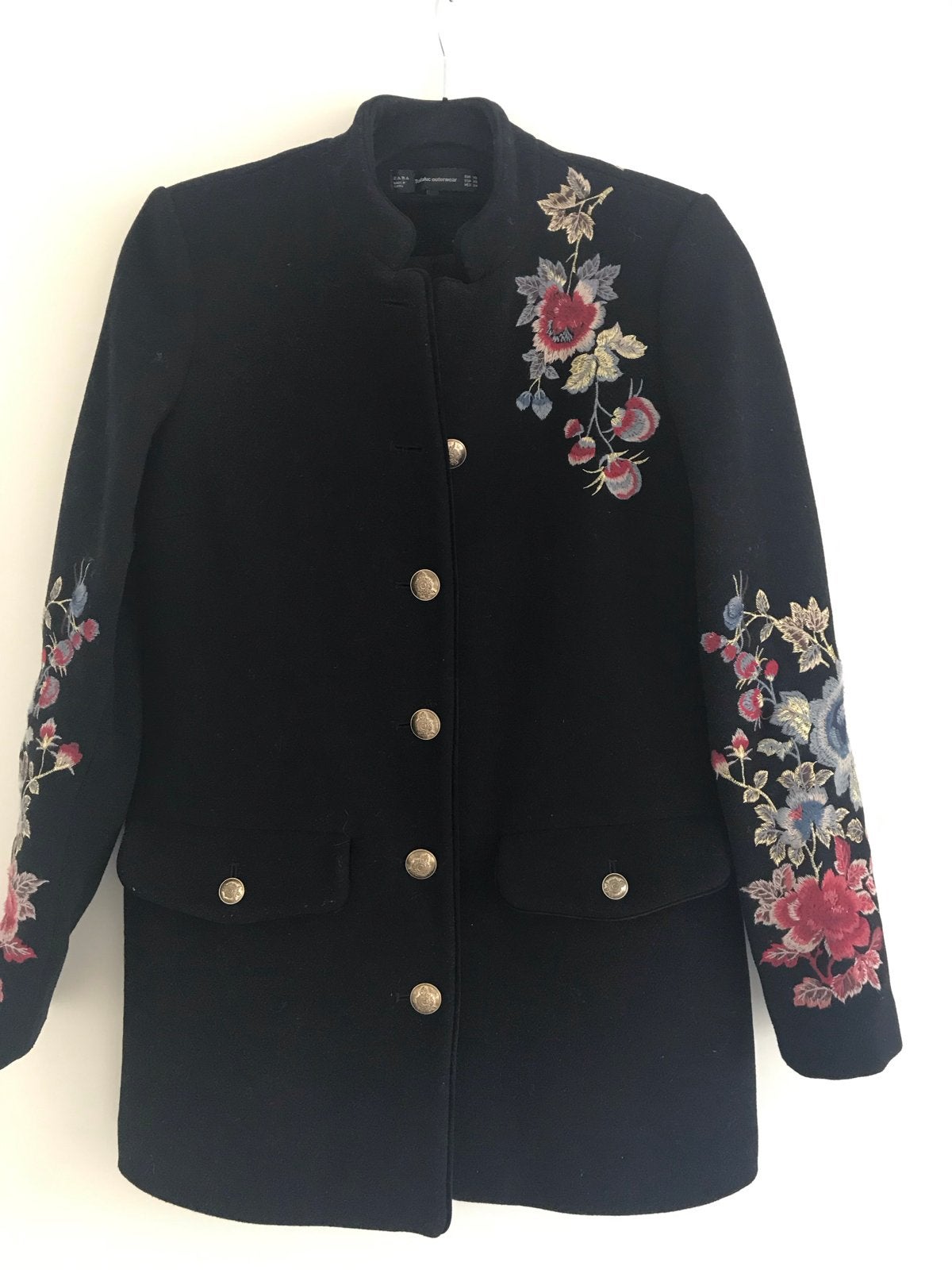 Zara jas met bloemenborduursel, Kleding | Dames, Ophalen of Verzenden, Zo goed als nieuw, Maat 34 (XS) of kleiner, Zwart