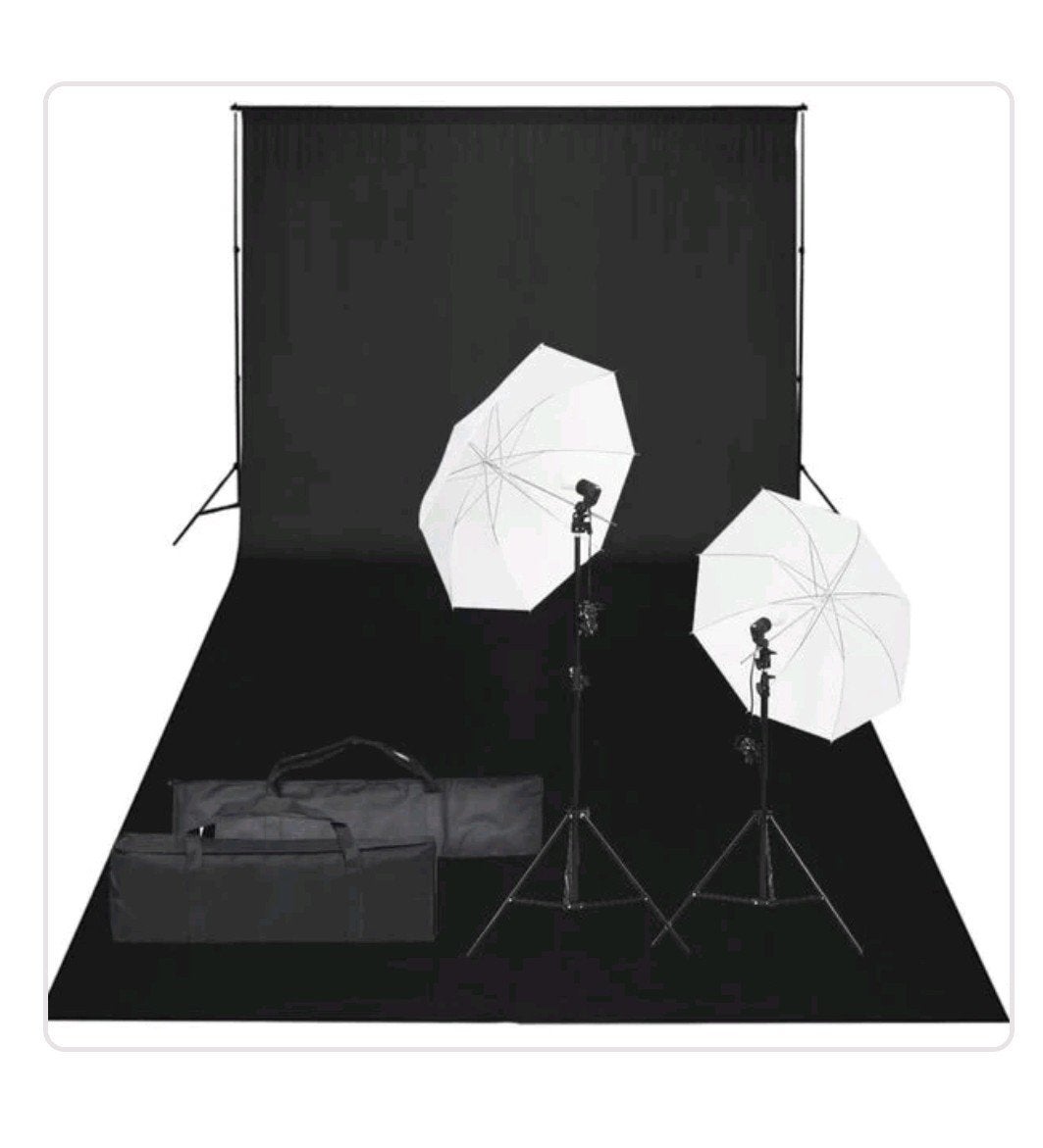 vidaXL Fotostudioset met achtergronden, lampen en paraplu's, Audio, Tv en Foto, Fotografie | Fotostudio en Toebehoren, Ophalen