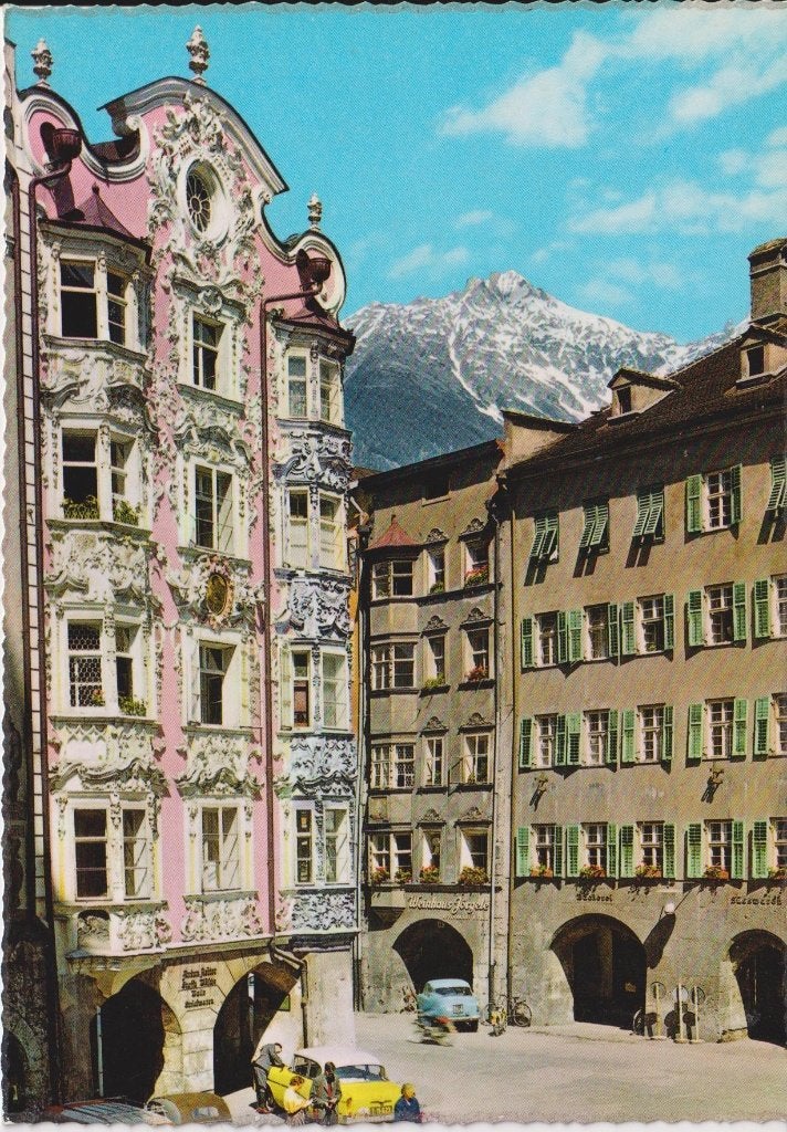 Oostenrijk, Innsbruck met auto Opel Rekord P1, Ophalen of Verzenden, 1960 tot 1980, Ongelopen, Oostenrijk
