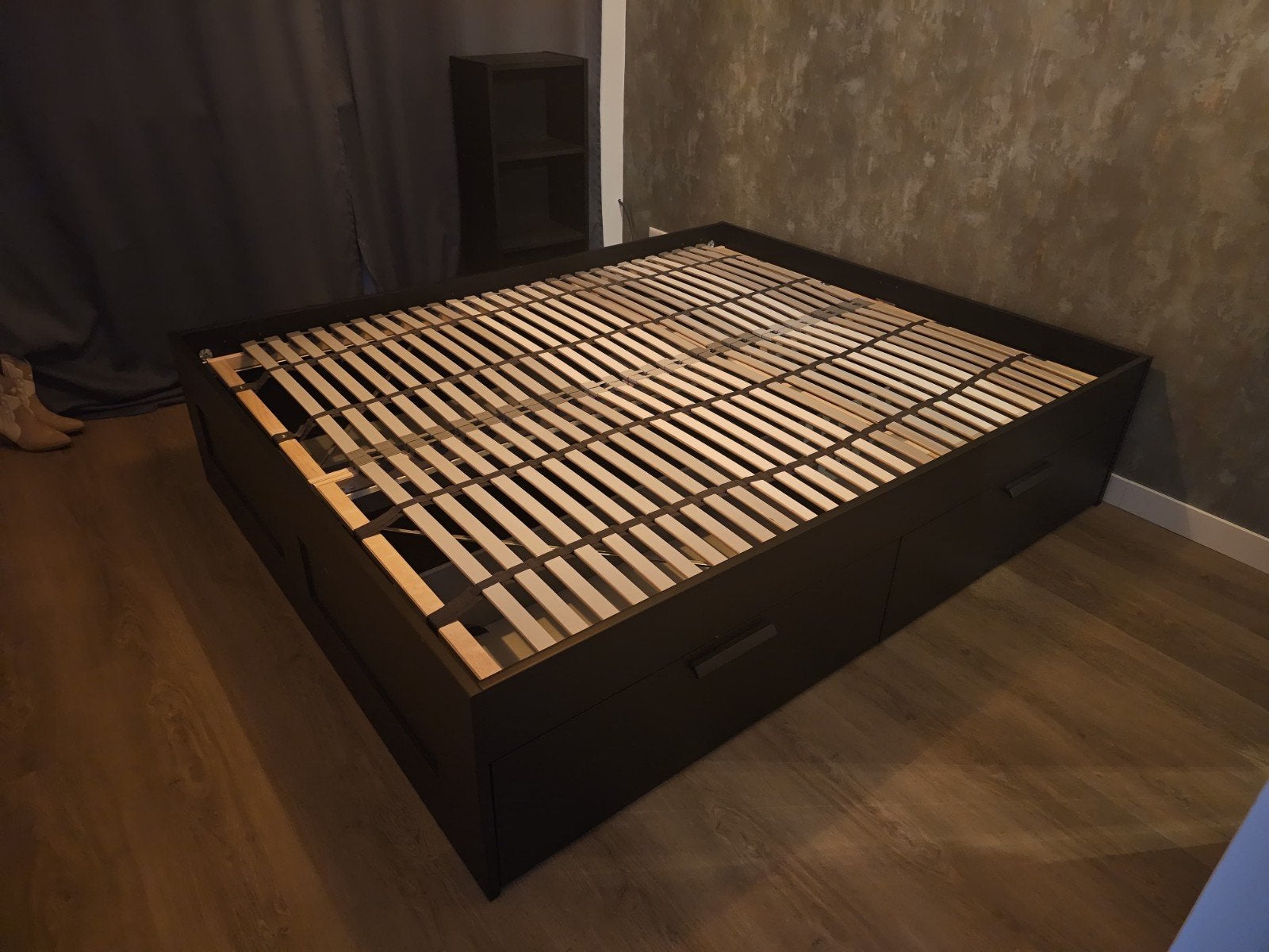 Brimnes bed IKEA 160x200, Ophalen, Zwart, Tweepersoons, Zo goed als nieuw