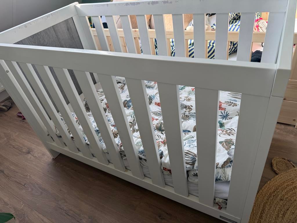 Ledikant en commode Interbaby - Wit, Ophalen, Gebruikt, 70 tot 85 cm, 140 tot 160 cm
