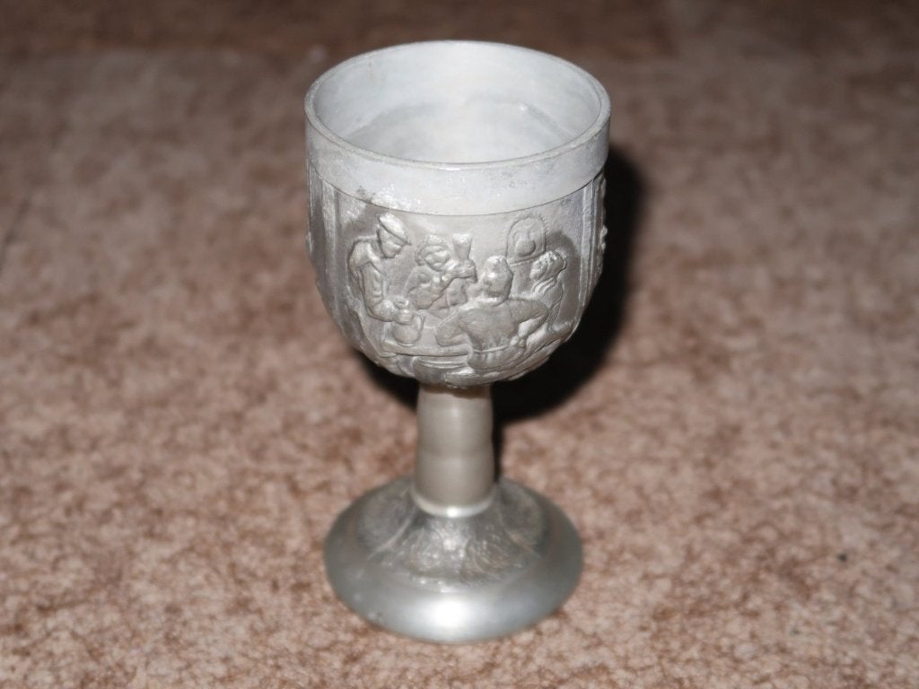 vintage tinnen Römer, oud Duits wijnglas (goblet) van tin, Verzenden