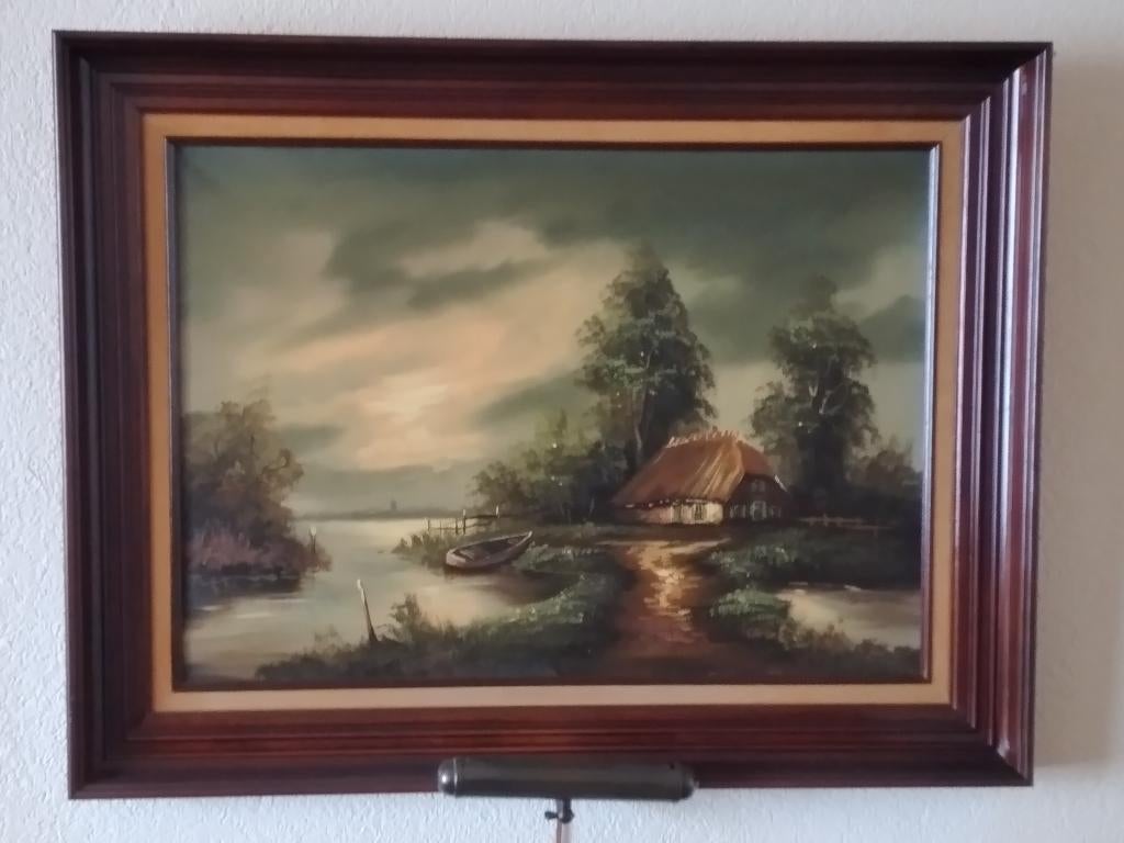 Schilderij met lampje, Antiek en Kunst, Ophalen