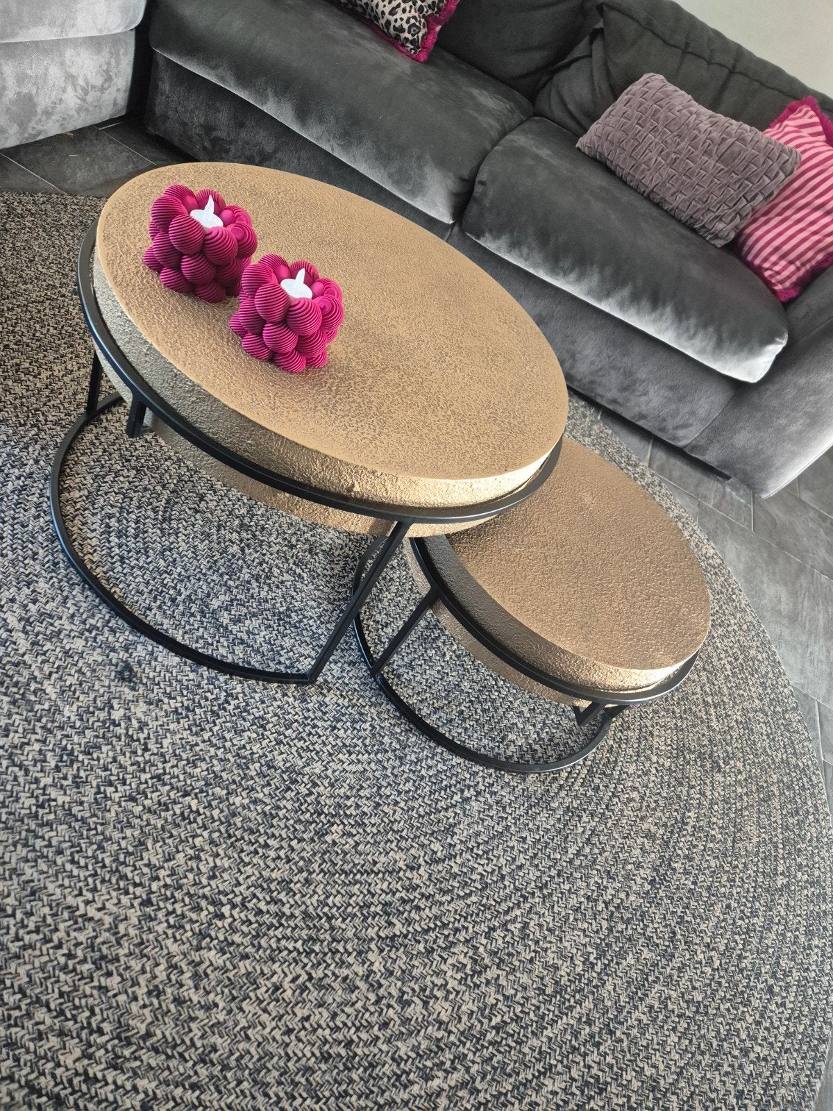 Reefs Interior Salontafel Set Jasper - Goud, Ophalen, Minder dan 50 cm, 50 tot 100 cm, Rond