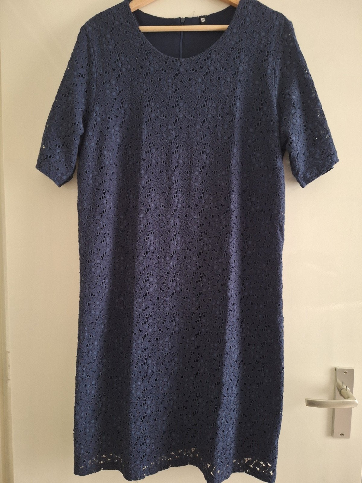 Nieuwe jurk broderie donkerblauw feestjurk maat XL, Blauw, Jurk, Maat 46/48 (XL) of groter, Nieuw