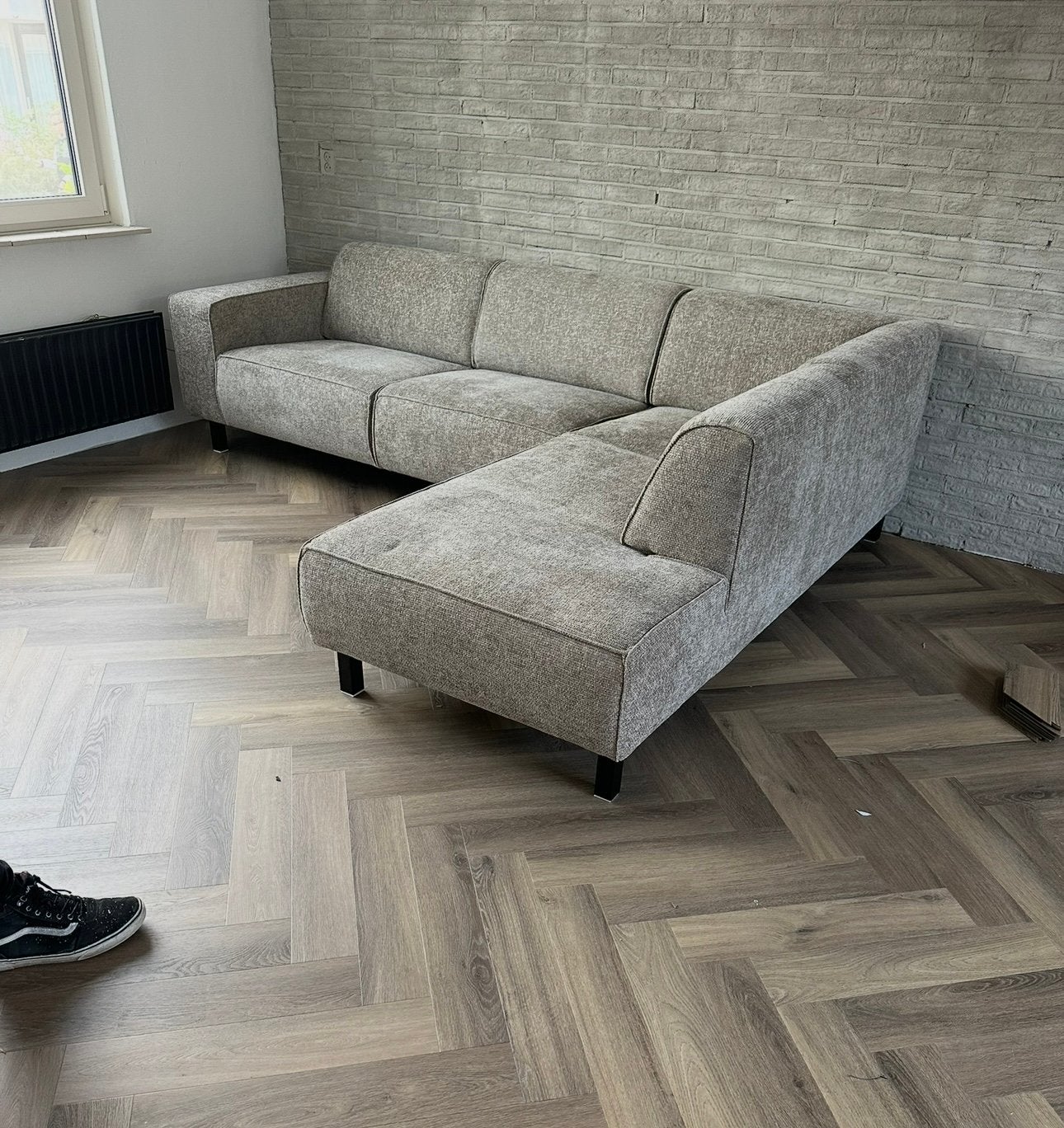 Beige hoekbank, Huis en Inrichting, Ophalen, Zo goed als nieuw