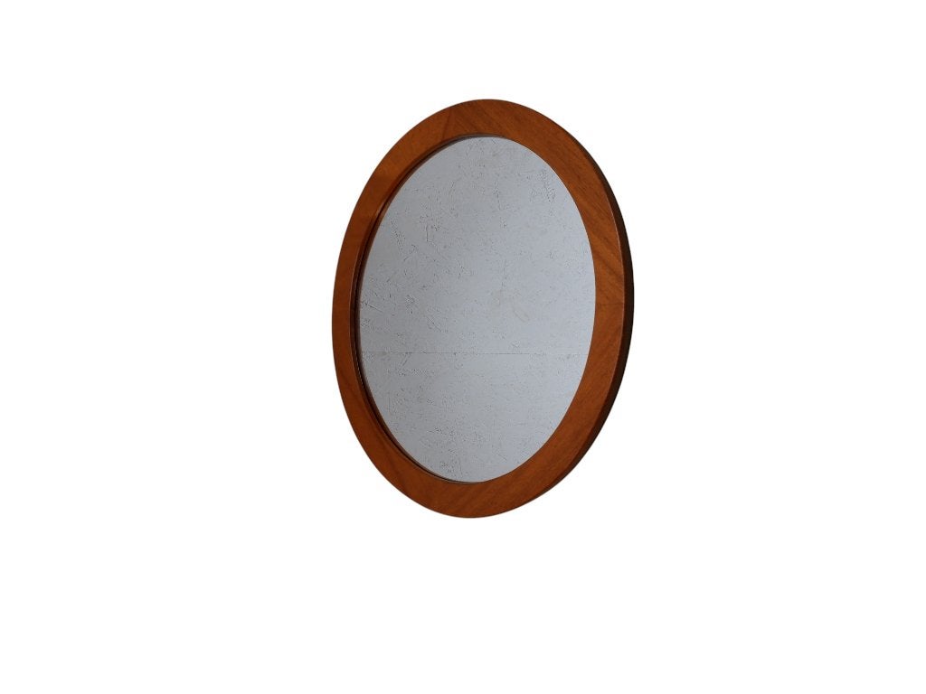 Deense teak spiegel, jaren 70, Ophalen, Rond, 50 tot 100 cm, Minder dan 100 cm