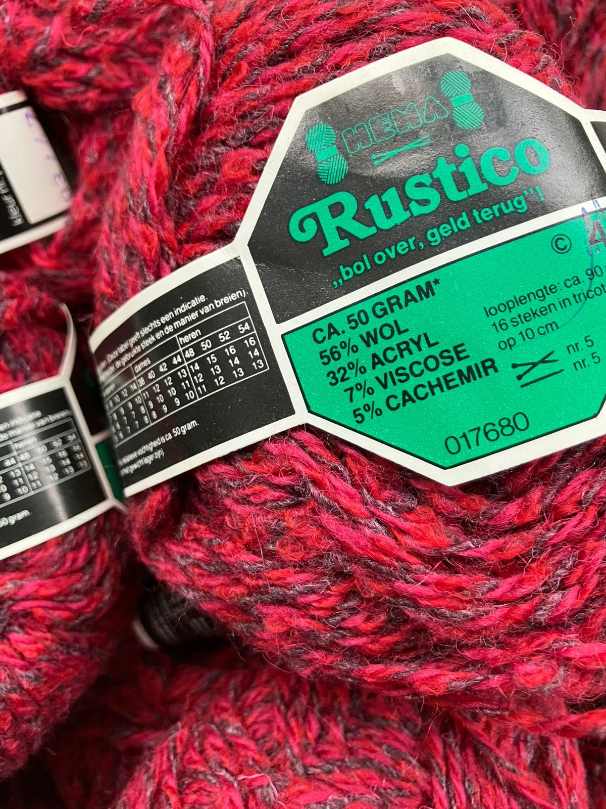 13 Hema Rustico, rood tweed garen met cashmere, Ophalen of Verzenden, Nieuw, Breien of Haken, Wol of Garen