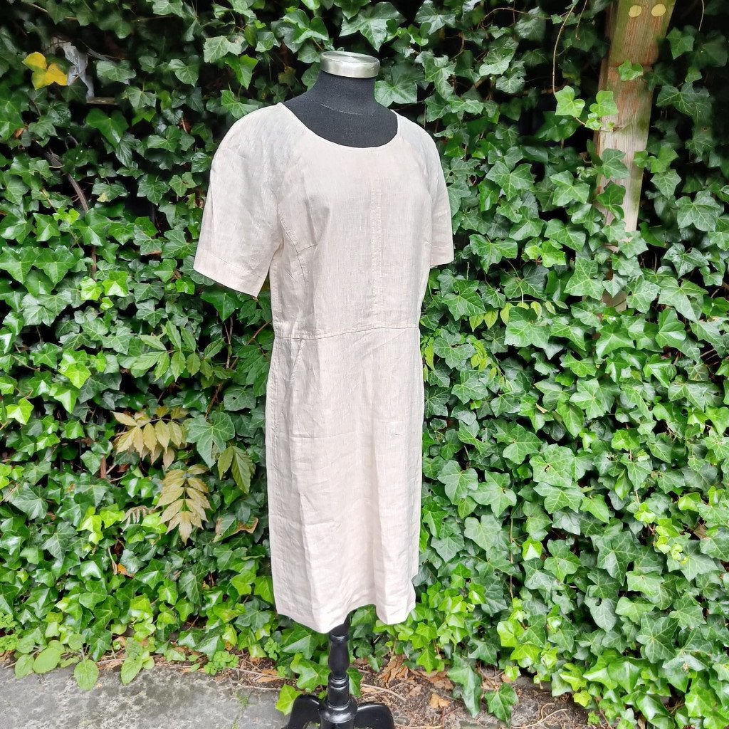 nw Linnen Jurk Noa Noa 38, Maat 38/40 (M), Beige, Nieuw, Onder de knie