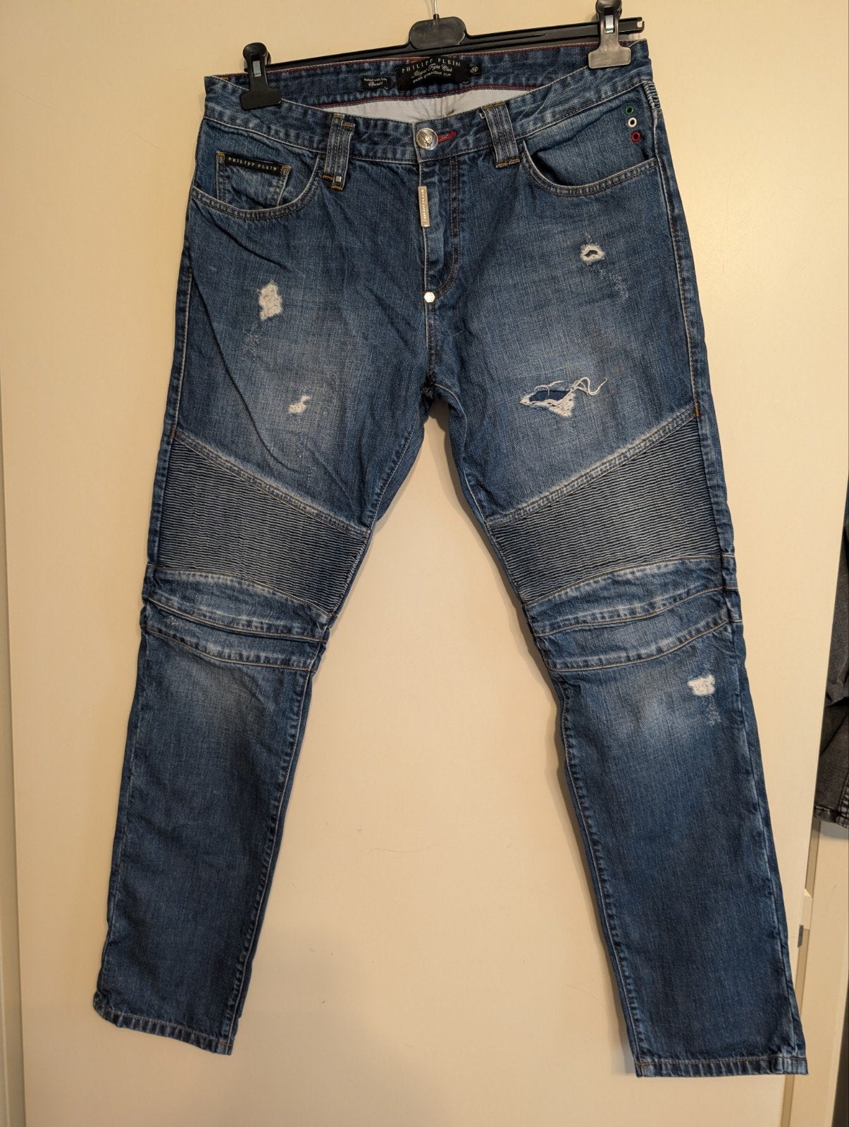 Philipp Plein Biker Straight Cut Jeans W36 L34, W36 - W38 (confectie 52/54), Blauw, Ophalen of Verzenden, Zo goed als nieuw