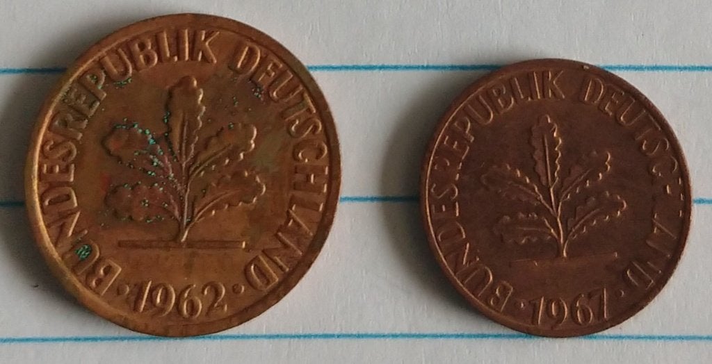 duitse munten uit 1962 en 1967, volgnr 40, Ophalen of Verzenden, Duitsland, Losse munt
