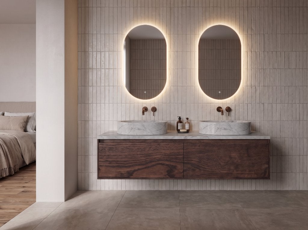 Exclusieve badmeubelset 160 cm massief eiken met écht marmer, Ophalen, 150 tot 200 cm, Nieuw, Minder dan 100 cm
