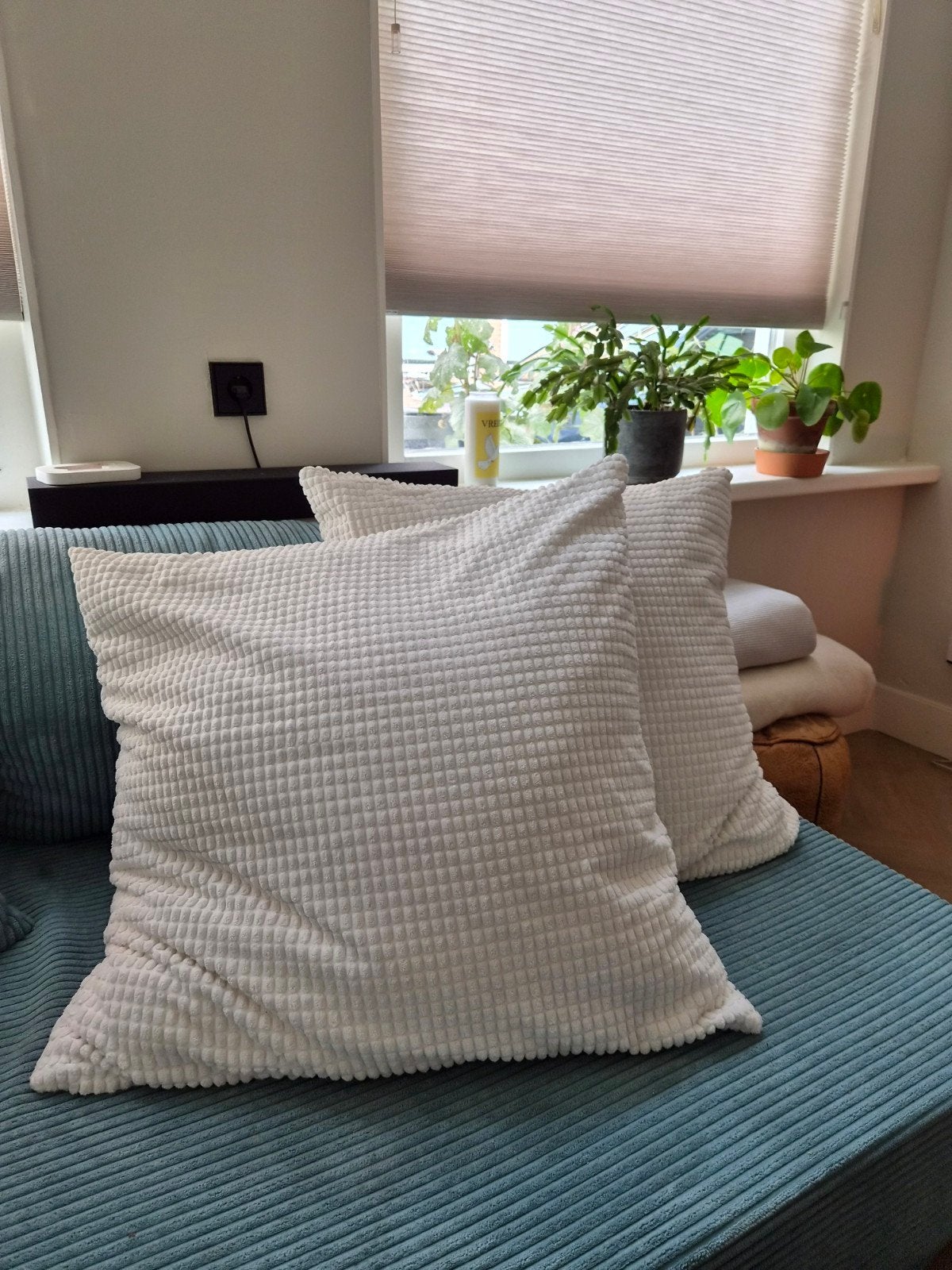 Witte vierkante kussens 65x65 cm, Ophalen, Gebruikt, Wit, Vierkant