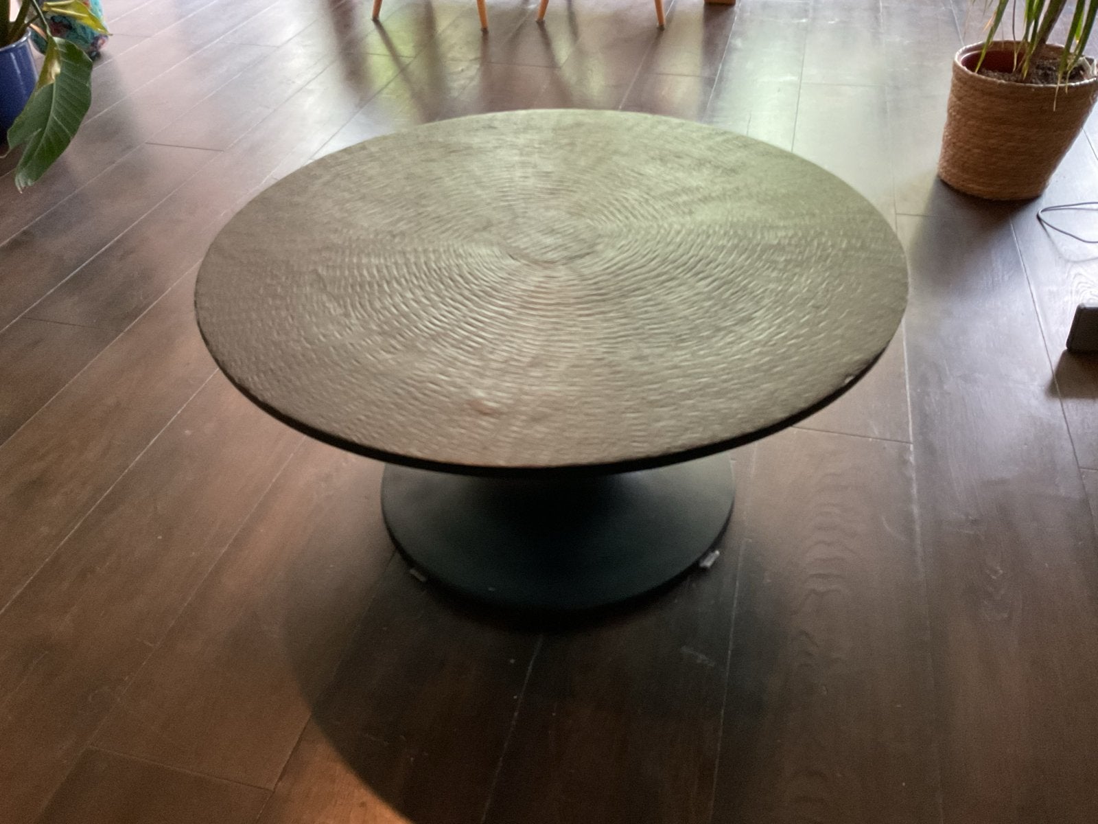Aluminium Ronde salontafel - Zwart, Huis en Inrichting, Ophalen, 50 – 75, Gebruikt, Rond