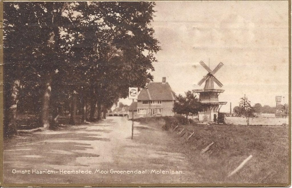 Haarlem-Heemstede Omstr. Molenlaan, Molen, gelopen 1924, Ophalen of Verzenden, 1920 tot 1940, Gelopen, Noord-Holland