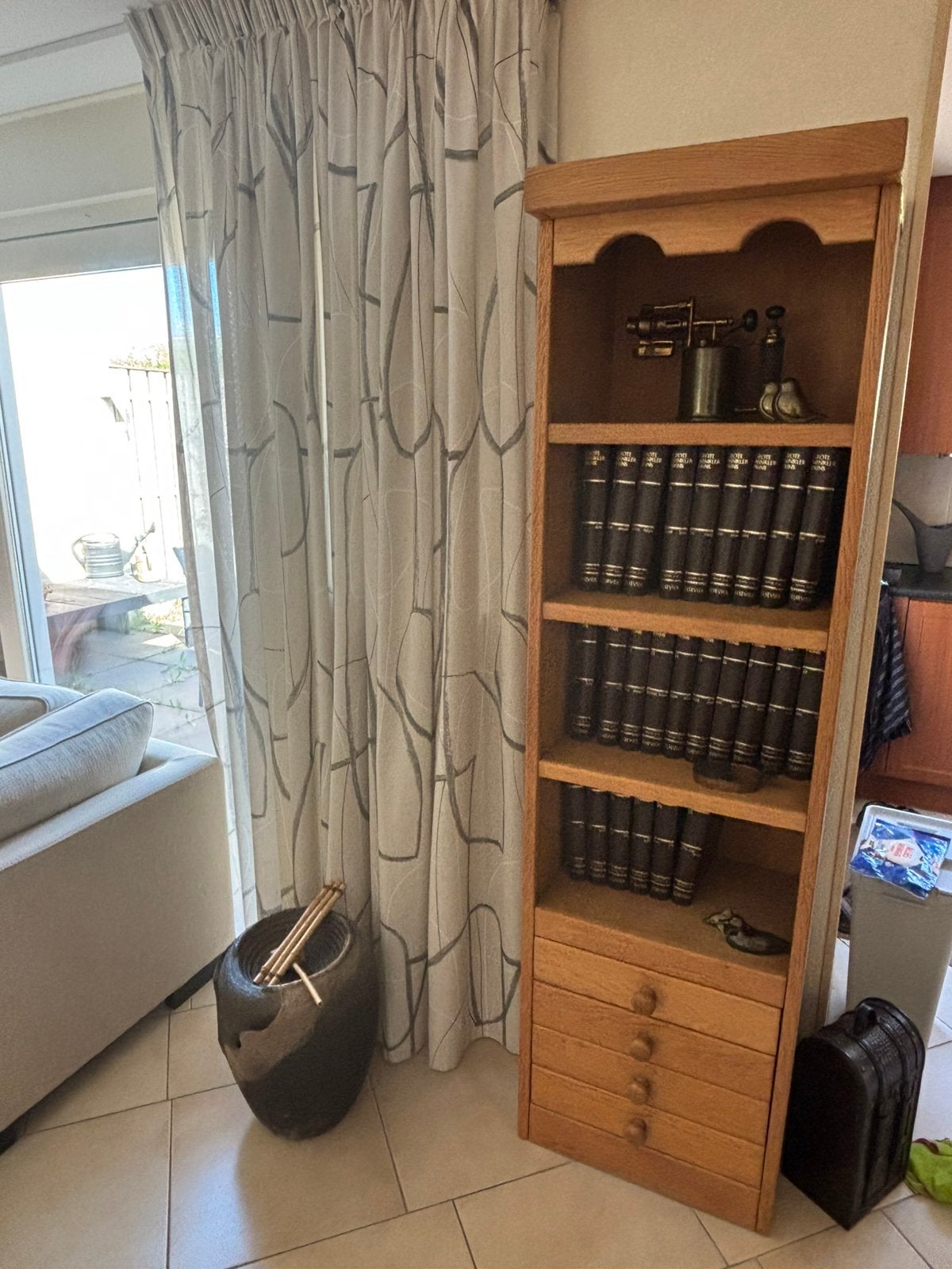 Eiken boekenkast, Ophalen, 50 tot 100 cm, Zo goed als nieuw, 150 tot 200 cm