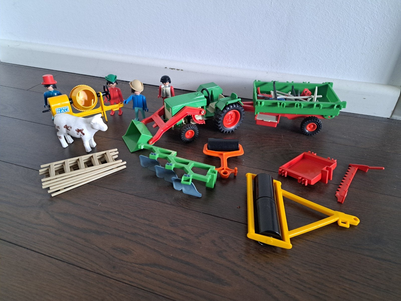 Vintage Playmobil boerderij trekker accessoires set uniek, Gebruikt, Complete set, Voertuig, Ophalen of Verzenden