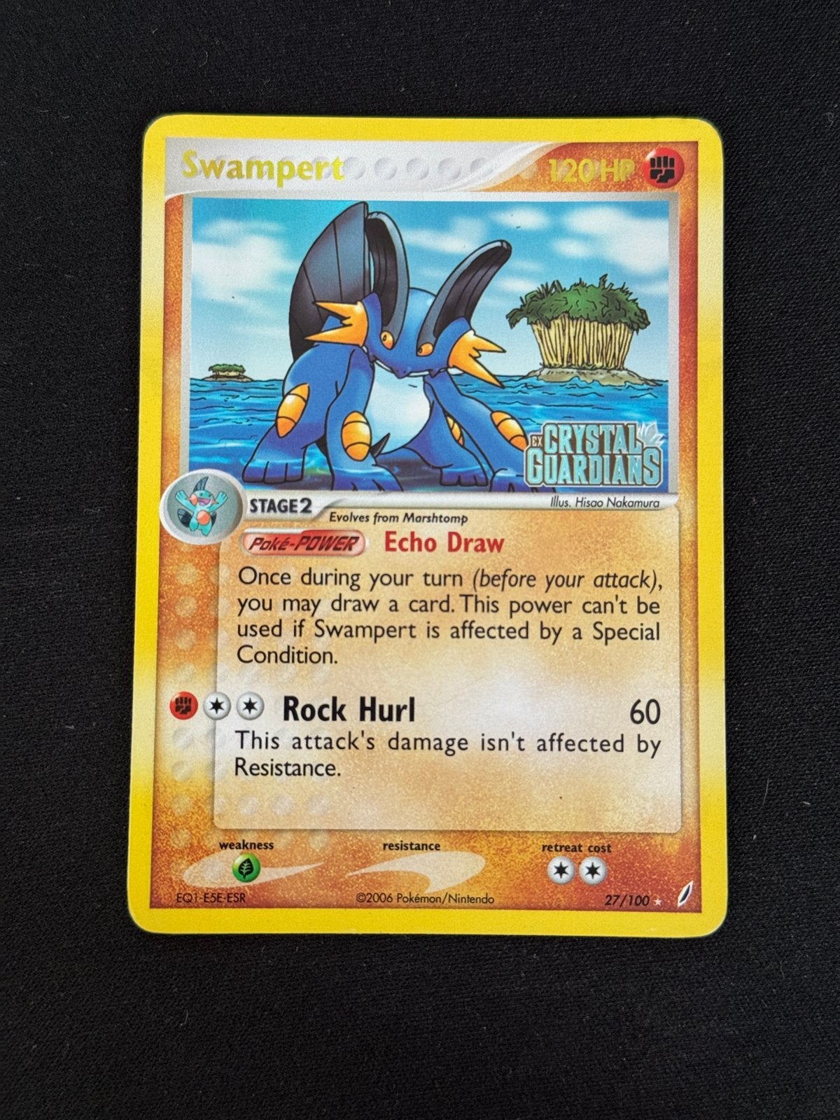Stamped Swampert Reverse Holo Rare Crystal Guardians 27/100, Ophalen of Verzenden, Gebruikt, Losse kaart