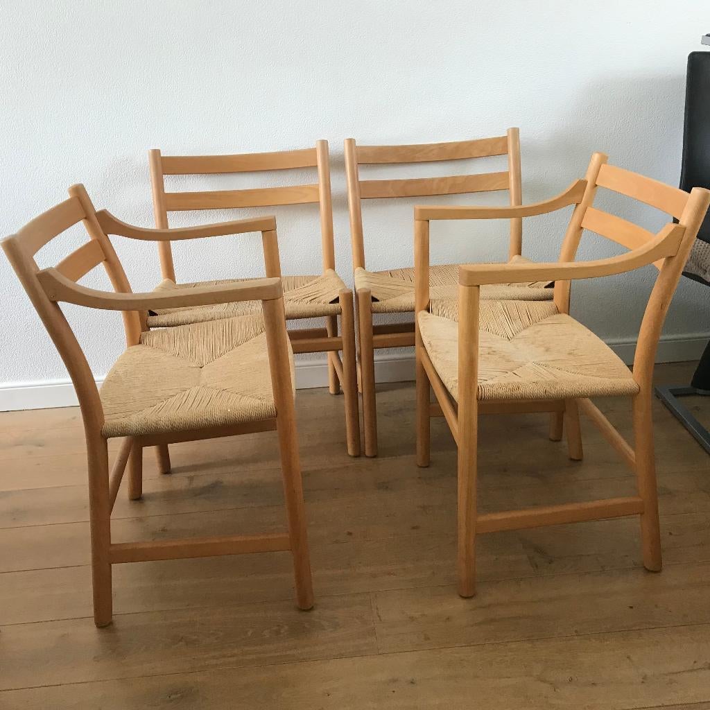 4 Carl Hansen CH46 CH47 Wegner stoel  chair, Huis en Inrichting, Ophalen, Gebruikt, Bruin, Nvt