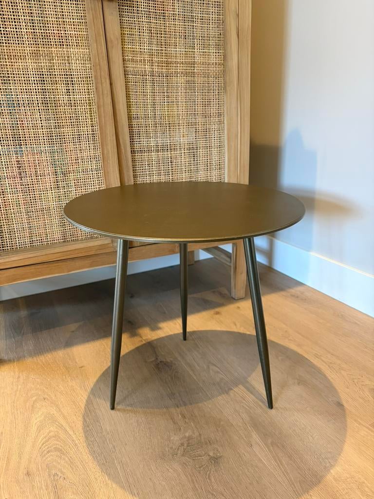 Brons/goud kleurige salontafel metaal, Ophalen, Gebruikt, 50 tot 100 cm, Rond