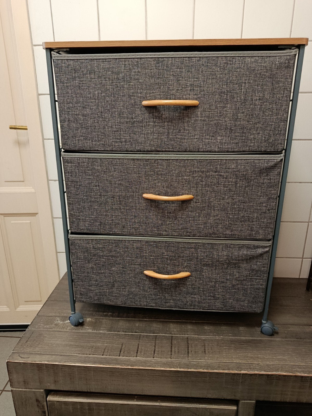 Verrijdbaar ladeblok met houten blad, Huis en Inrichting, Ophalen, Minder dan 50 cm, Zo goed als nieuw, 3 of 4 laden