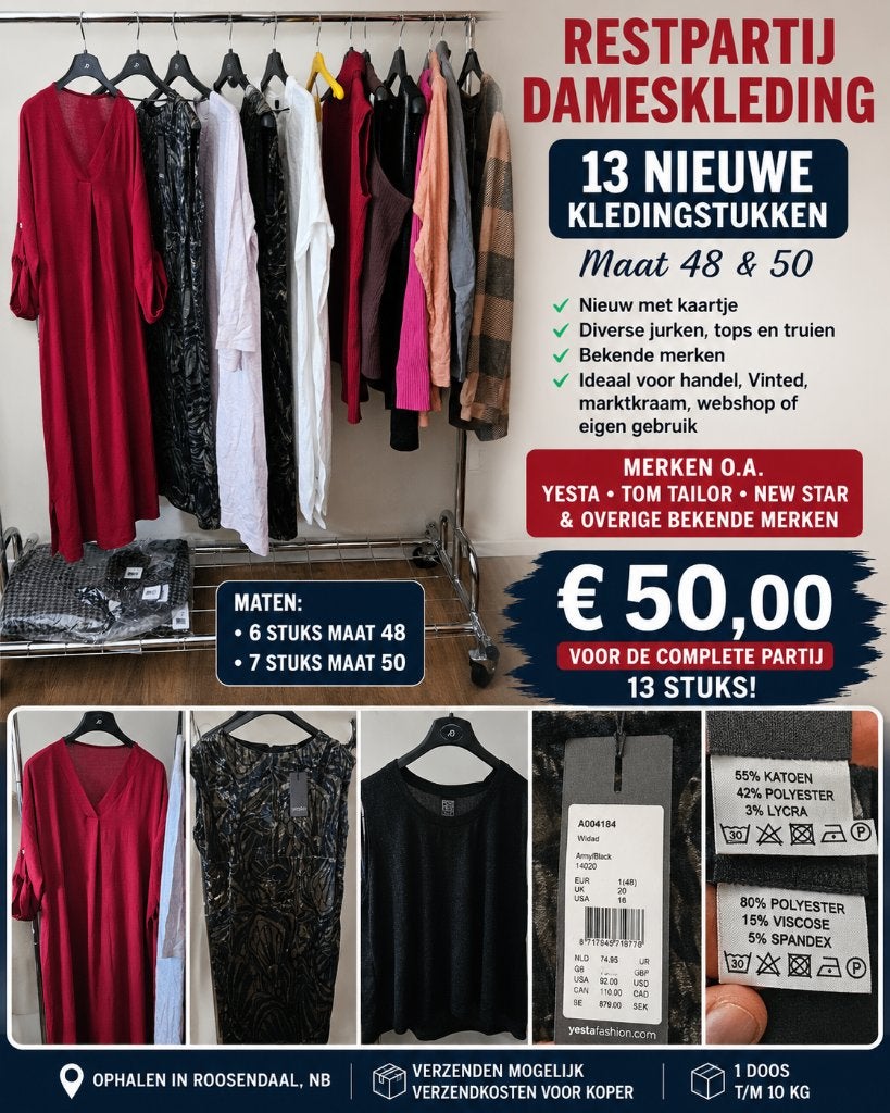 Restpartij 13 stuks Dameskleding, maat 48-50 Nieuw, Overige typen, Overige kleuren, Nieuw, Yesta TomTailor NewStar