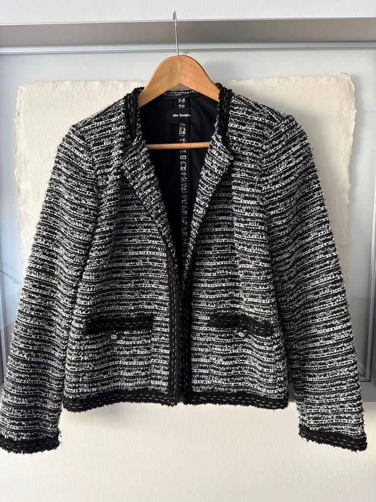 The Kooples Zwart-wit Tweed Jasje, Ophalen of Verzenden, Zo goed als nieuw, Maat 38/40 (M), Zwart