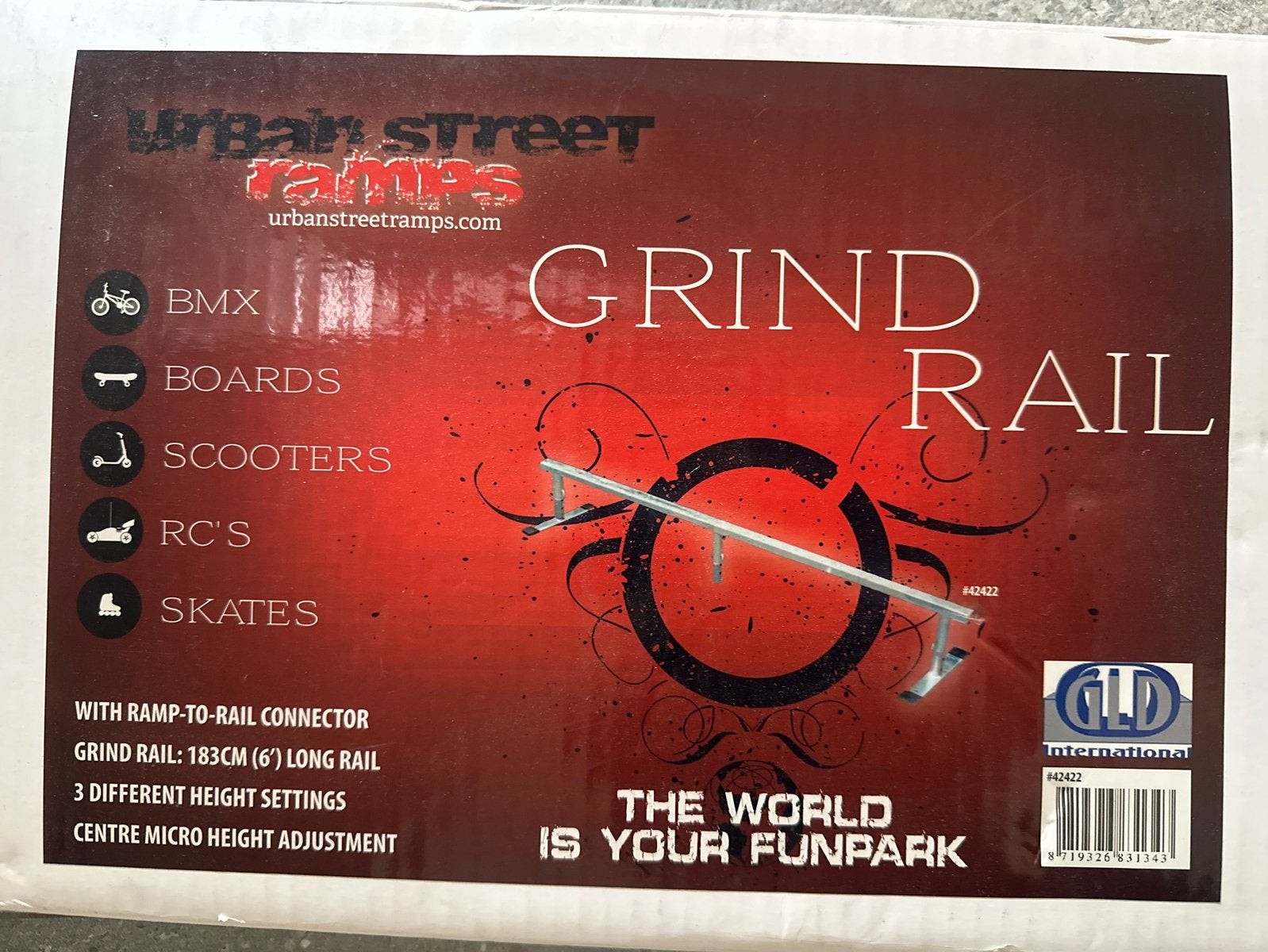 Urban Street Grind Rail - 183cm (6') lang *Nieuw in doos *, Ophalen, Nieuw
