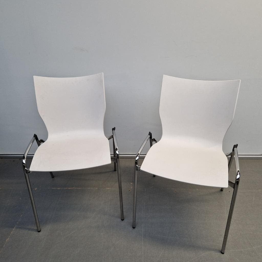 set 2x Casala stoel / kantoorstoelen - kunststof wit, Ophalen, Gebruikt, Kunststof, Vijf, Zes of meer stoelen