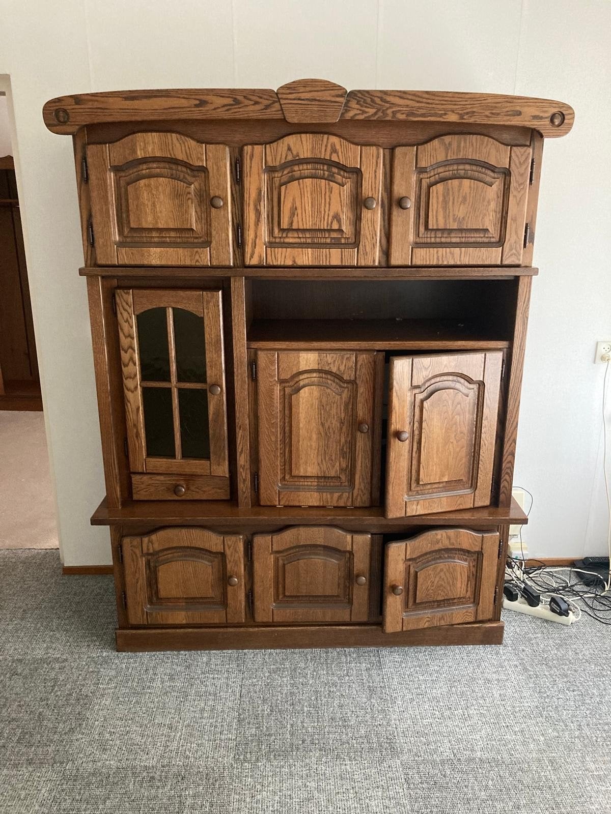 Eiken wandmeubel met veel opbergruimte, Huis en Inrichting, Ophalen, 150 tot 200 cm, Eikenhout, 150 tot 200 cm