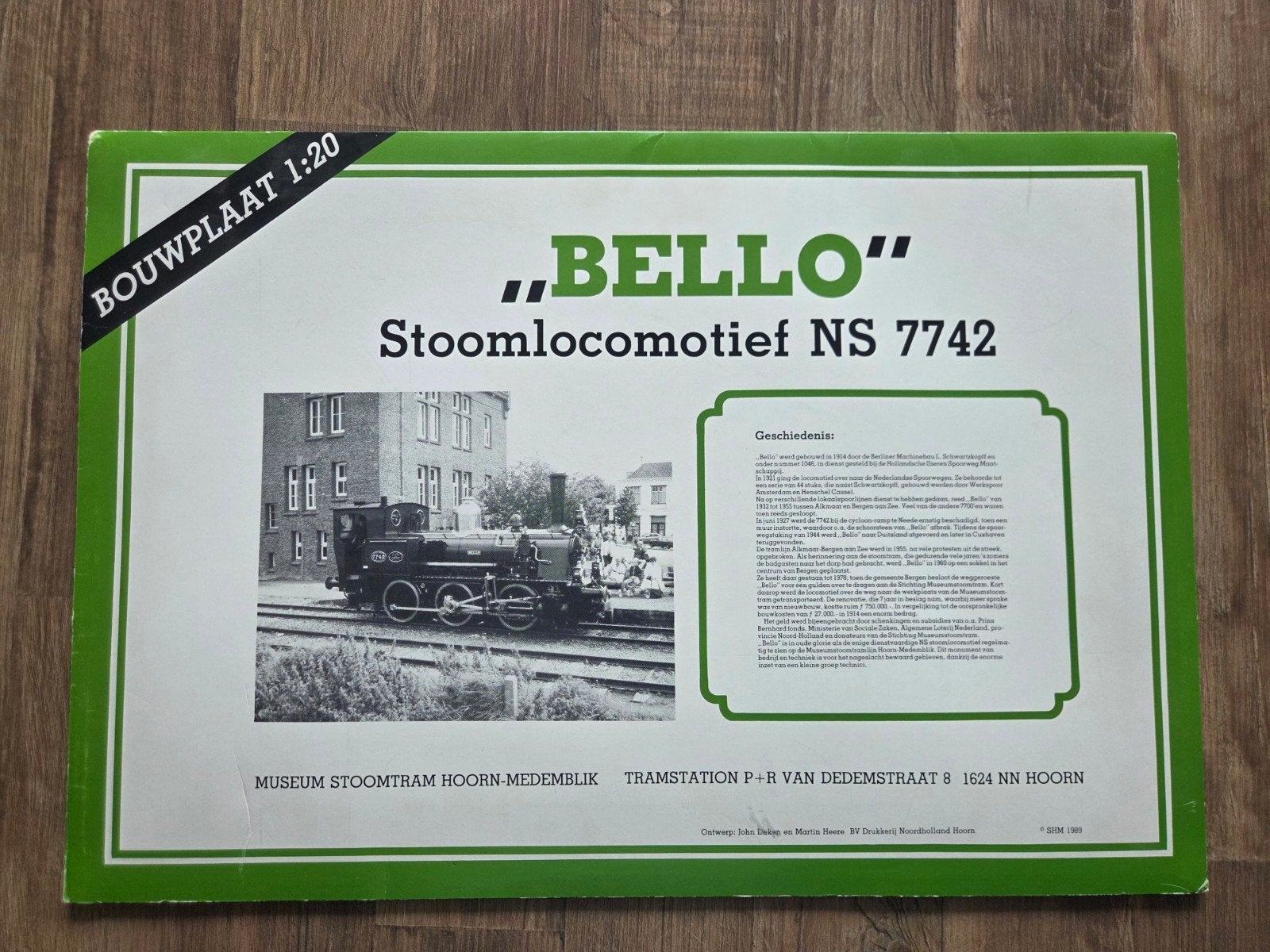 Bouwplaat Stoomlocomotief NS 7742 "Bello" Schaal 1:20, Ophalen of Verzenden, Groter dan 1:32, Overige typen, Overige merken